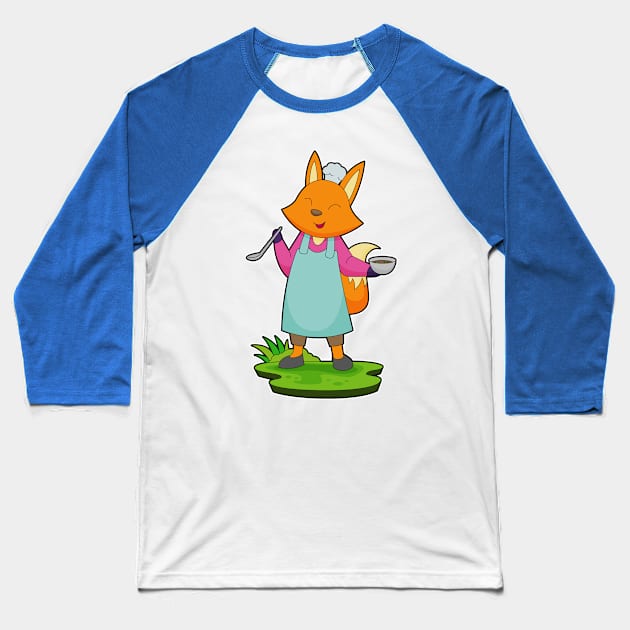 Fox Chef Bowl Cooking spoon Baseball T-Shirt by Markus Schnabel